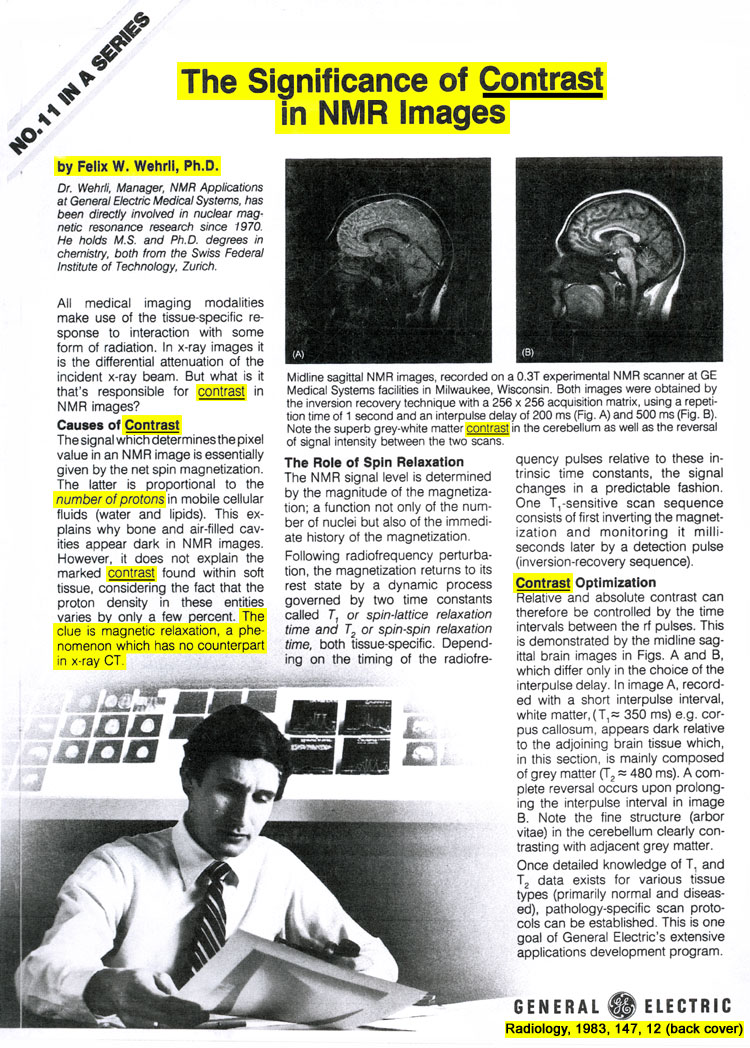 The Significance of Contrast in NMR Images